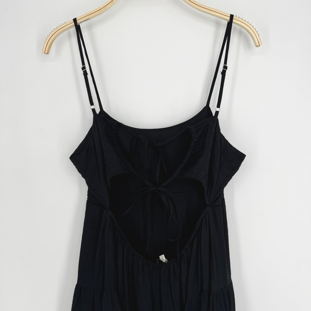 Moon River Open Back Maxi Dress Medium Black Strappy Ruffle Hem Elegant Chic - Picture 8 of 14
